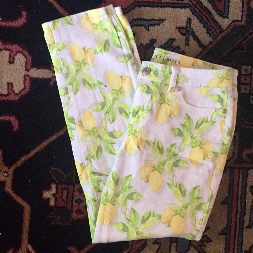 Talbots Lemon Print Crop Jeans